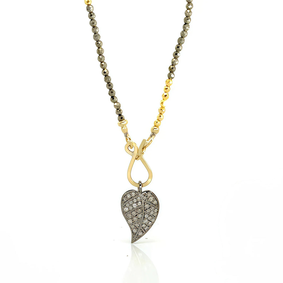 NECKLACE PAVE DIAMOND PENDANT MIXED GOLDEN PYRITE