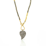 NECKLACE PAVE DIAMOND PENDANT MIXED GOLDEN PYRITE