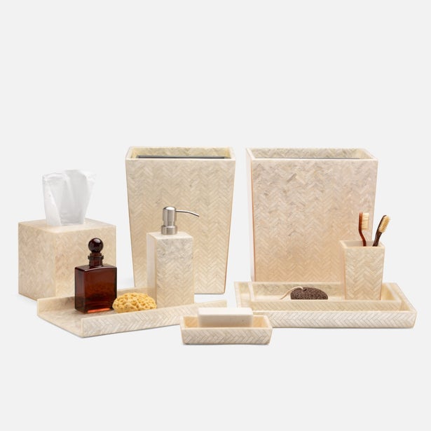 BATH COLLECTION PEARLIZED HERRINGBONE CAPIZ