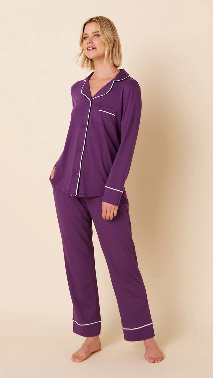 PAJAMA SET LONG PIMA AUBERGINE