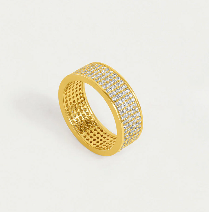 RING PETIT PAVE THICK STACKING WHITE TOPAZ