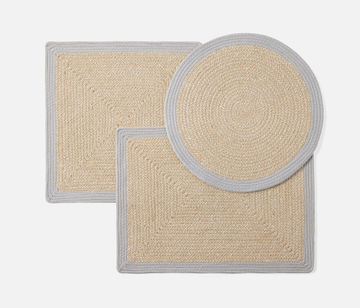 PLACEMAT LIGHT GRAY JUTE/COTTON