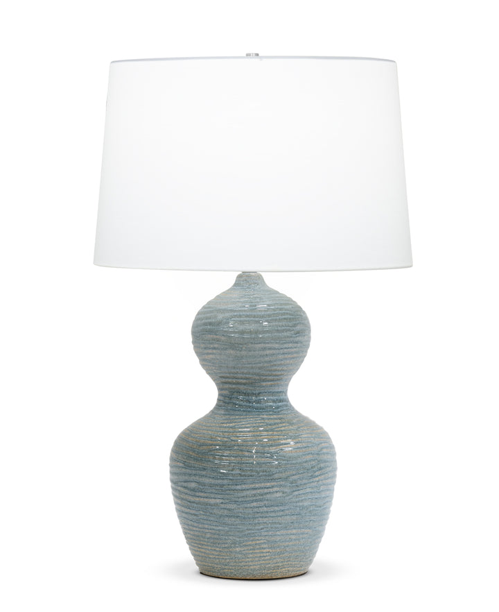 TABLE LAMP CURVED BLUE & SAND