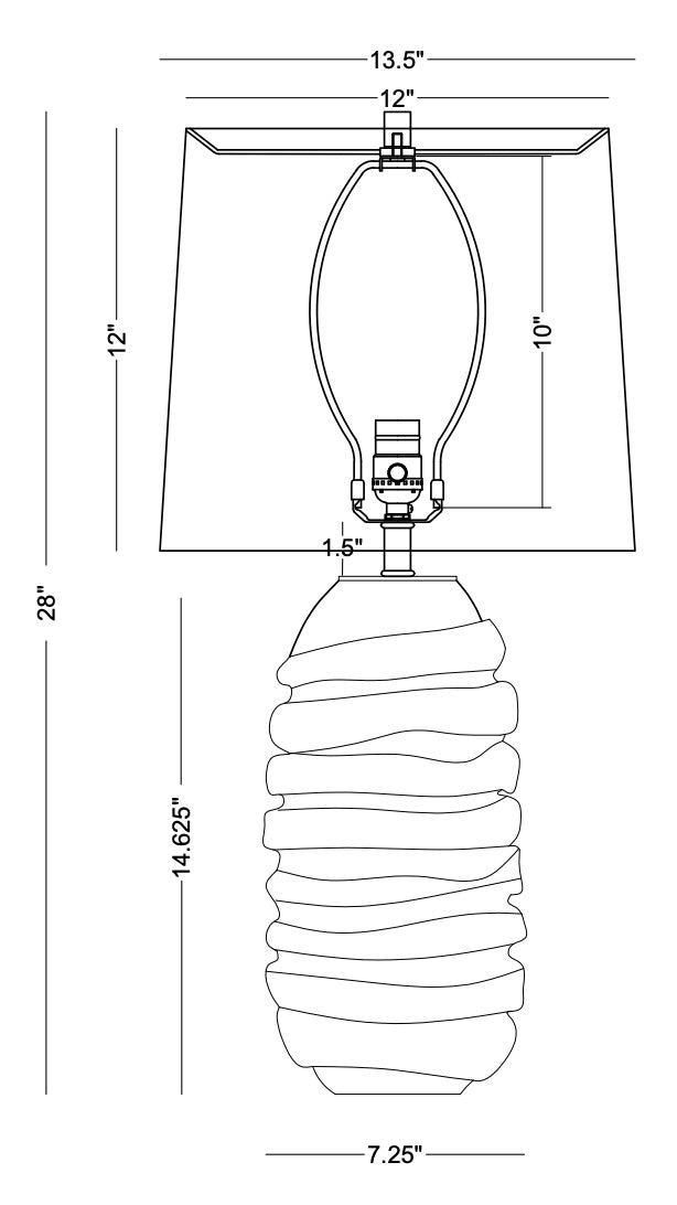 TABLE LAMP BROWN GLASS STRIPE