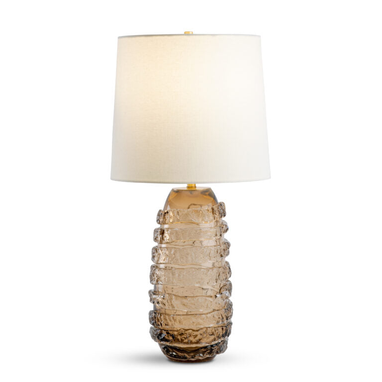 TABLE LAMP BROWN GLASS STRIPE
