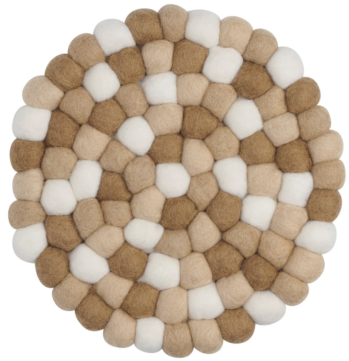TRIVET ROUND FELT MULTI TAUPE/WHITE #71437
