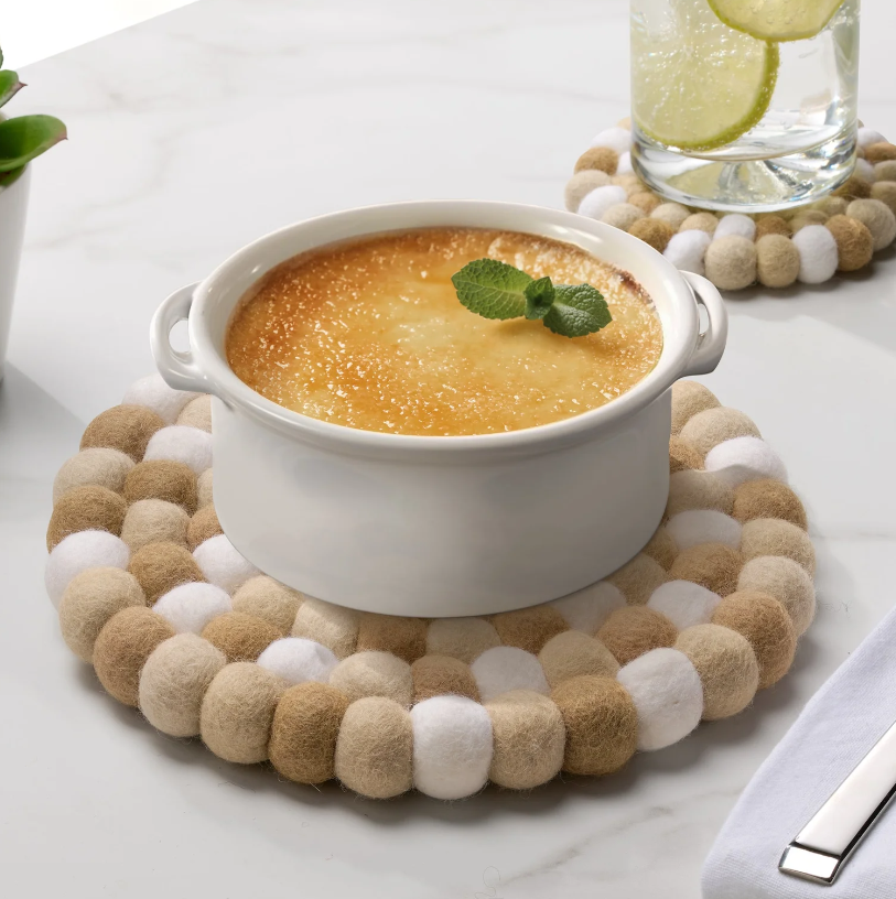 TRIVET ROUND FELT MULTI TAUPE/WHITE #71437