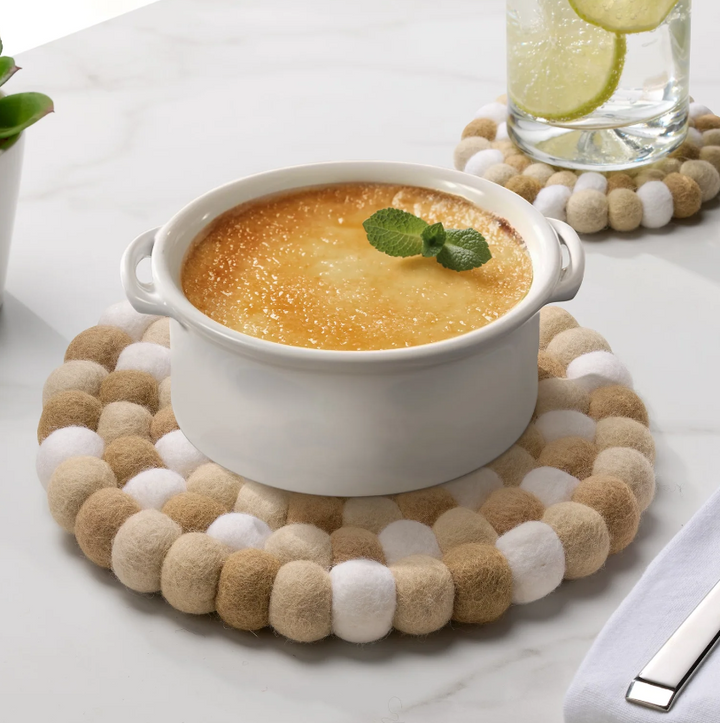 TRIVET ROUND FELT MULTI TAUPE/WHITE #71437