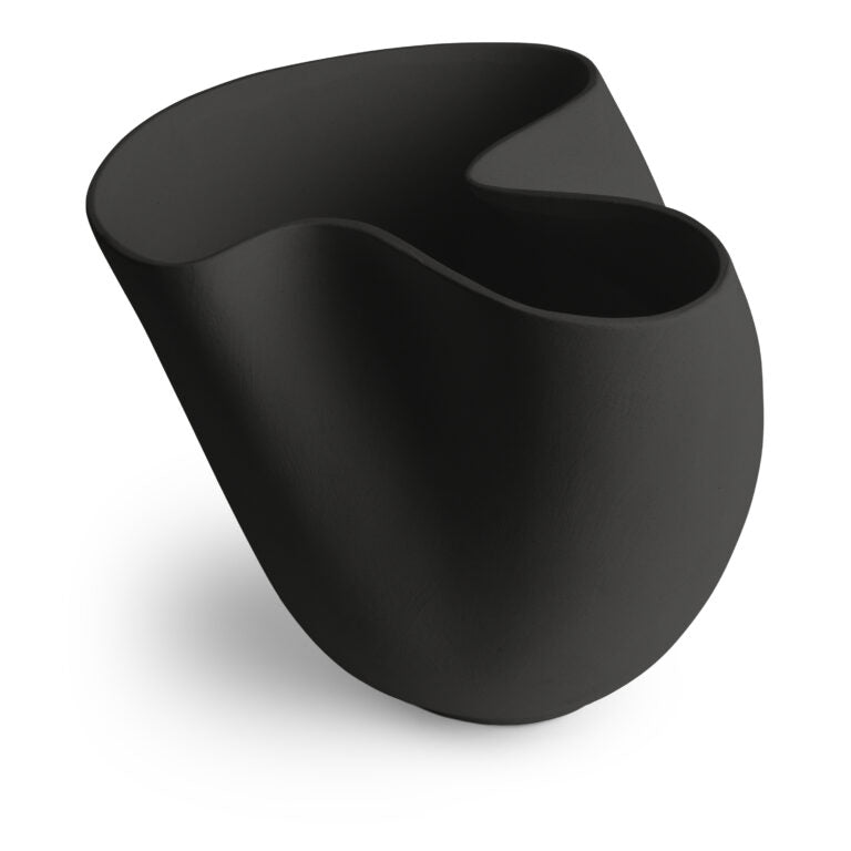VASE BLACK WIDE RIM TOP