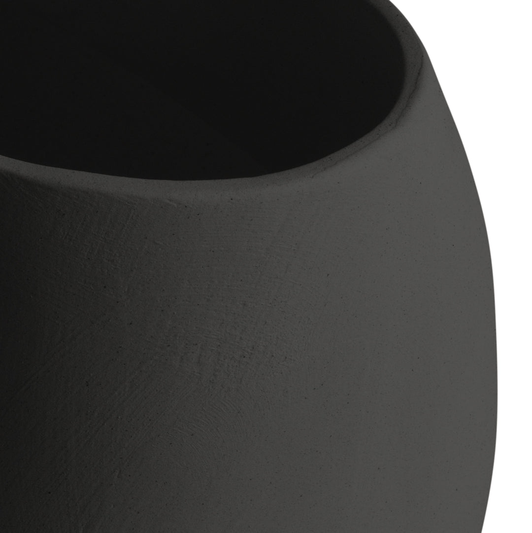 VASE BLACK WIDE RIM TOP