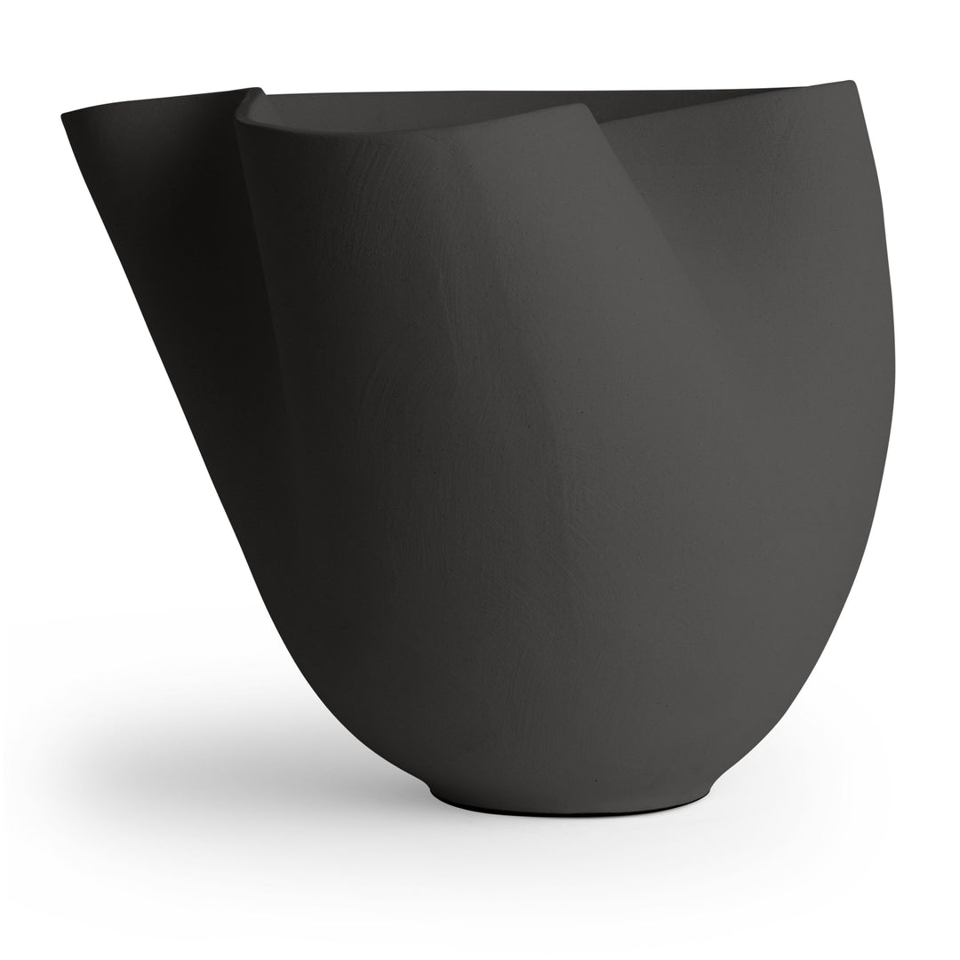 VASE BLACK WIDE RIM TOP