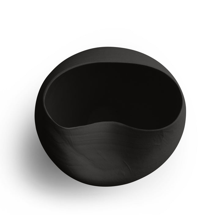 VASE BLACK CERAMIC INDENTATION 14W 17H
