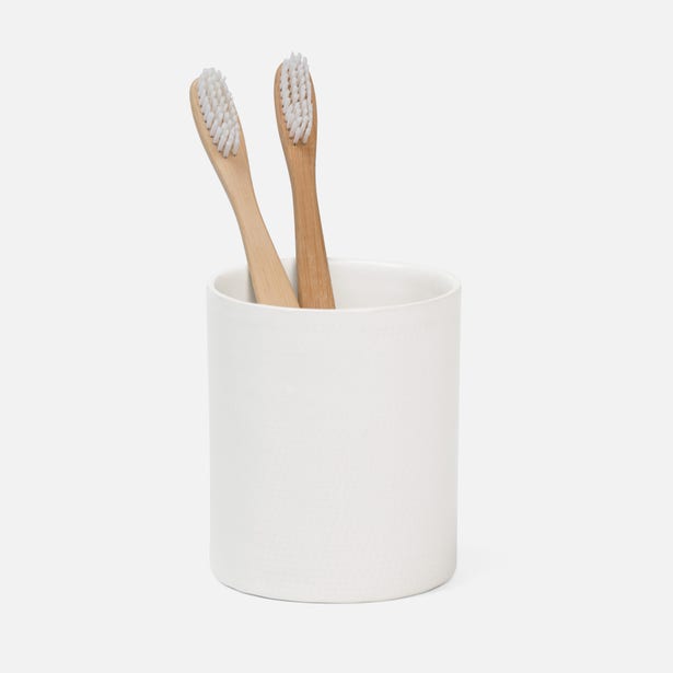 BATH COLLECTION WHITE BURLAP CERAMIC