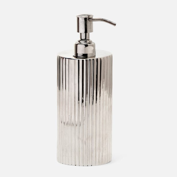 BATH COLLECTION SHINY NICKEL RIBBED METAL