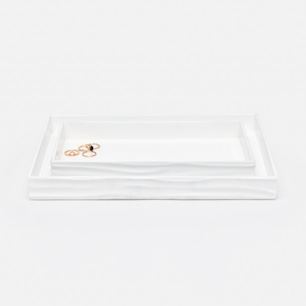 BATH COLLECTION WHITE LACQUER RESIN WAVE