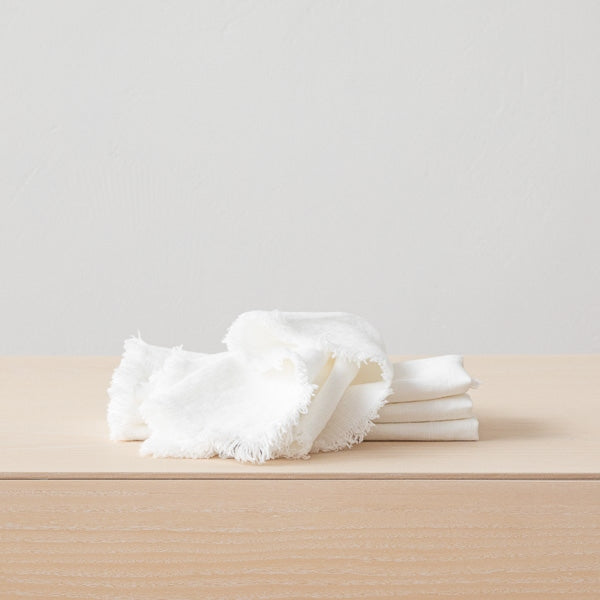 NAPKIN LINEN OPTICAL WHITE TERRA FRINGE