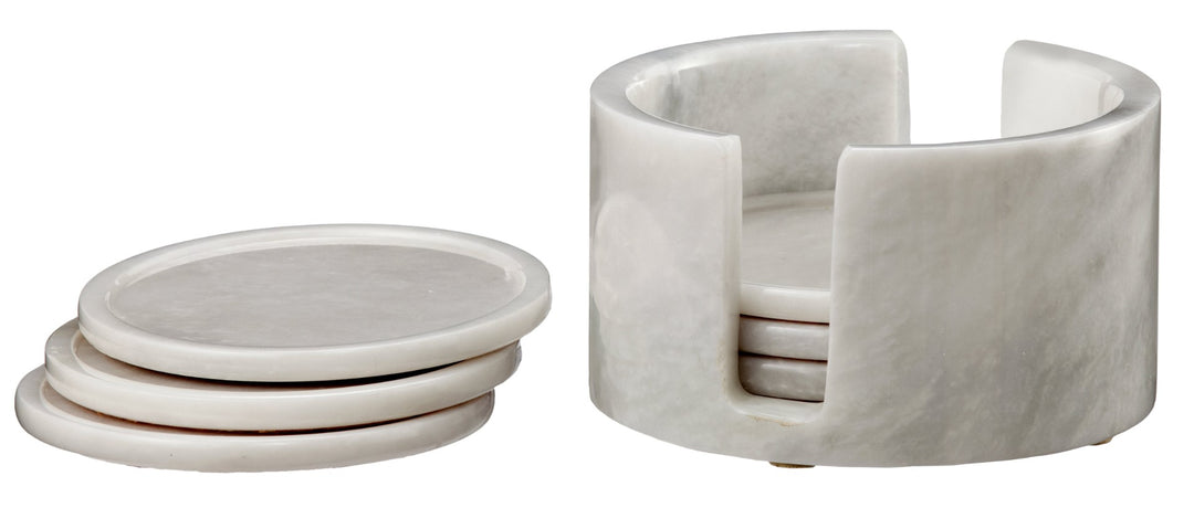 COASTERS MARBLE PEARL WHITE ROUND S/6