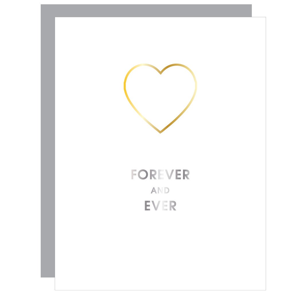 CARD LETTERPRESS HEART PAPER CLIP "FOREVER AND EVER"