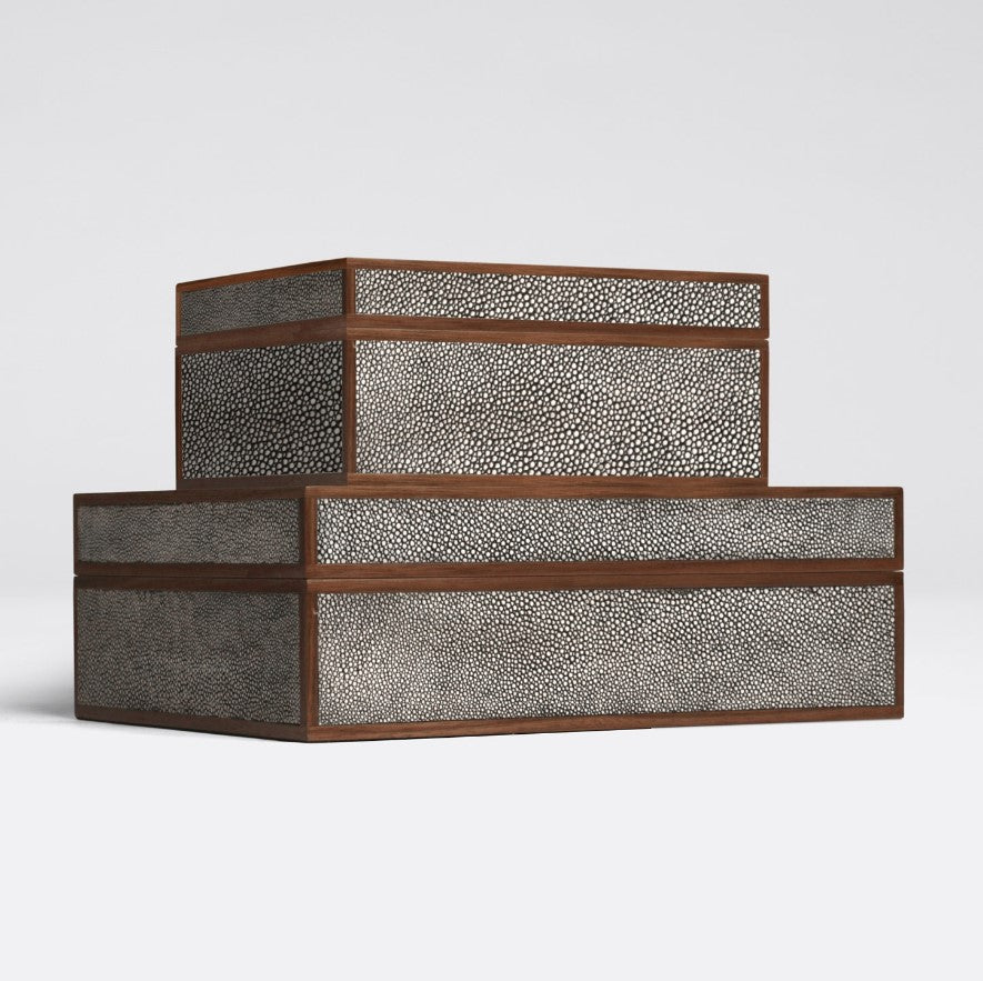 BOX COOL GRAY FAUX SHAGREEN (Available in 2 Sizes)