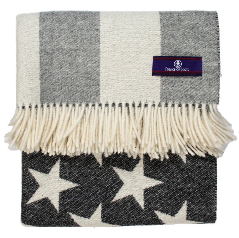THROW MERINO WOOL (MONOCHROMATIC AMERICAN FLAG)