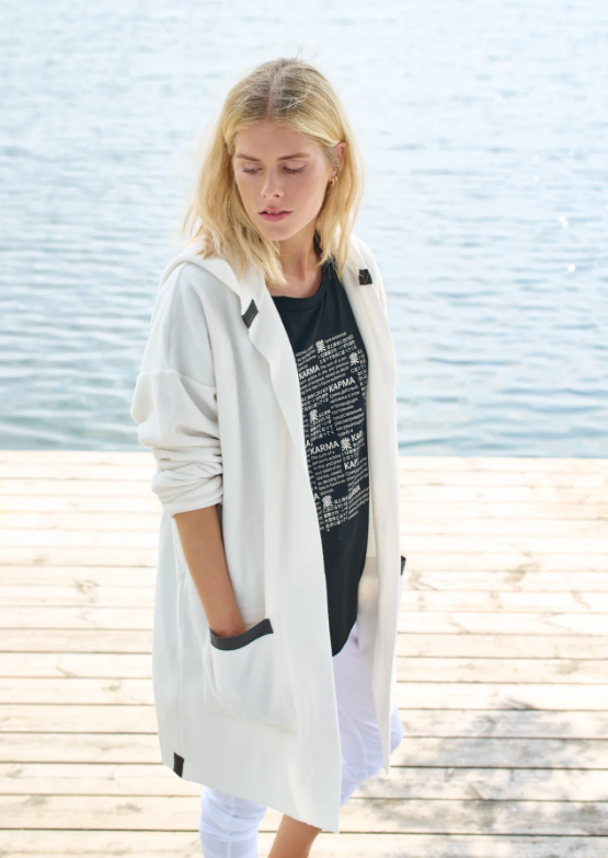 HENRIETTE STEFFENSEN CARDIGAN WITH HOOD OFF WHITE (Available in 4 Sizes)