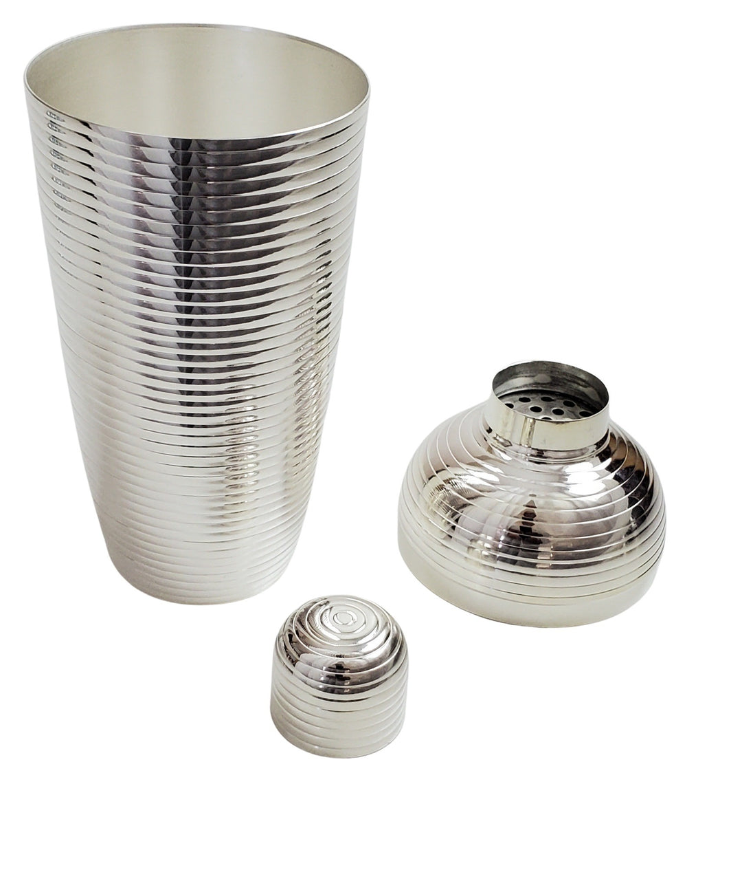 COCKTAIL SHAKER FULLY RIBBED SILVER PLATED #59586
