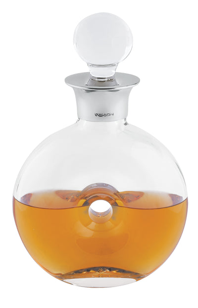DECANTER ROUND WITH STERLING SILVER MOUNTED COLLAR