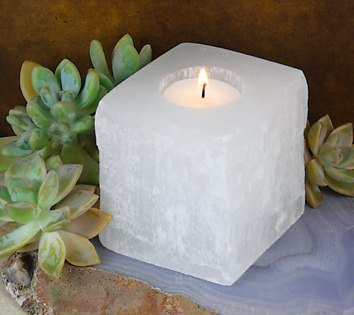 CANDLE HOLDER SELENITE SQUARE