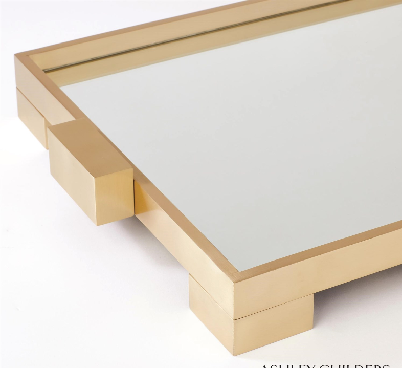 TRAY BRASS FRAME WITH MIRROR TOP