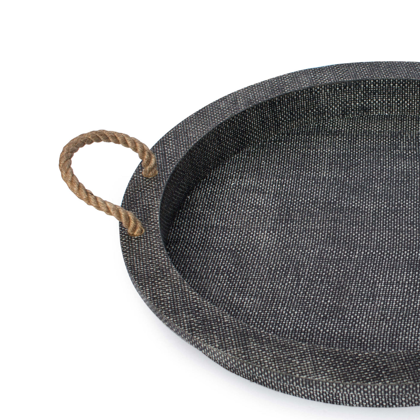 TRAY RATTAN WITH ROPE HANDLES ROUND (Available in 2 Colors)