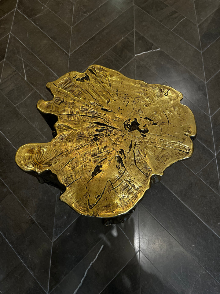 YEW SMALL BRASS SIDE TABLE #21687