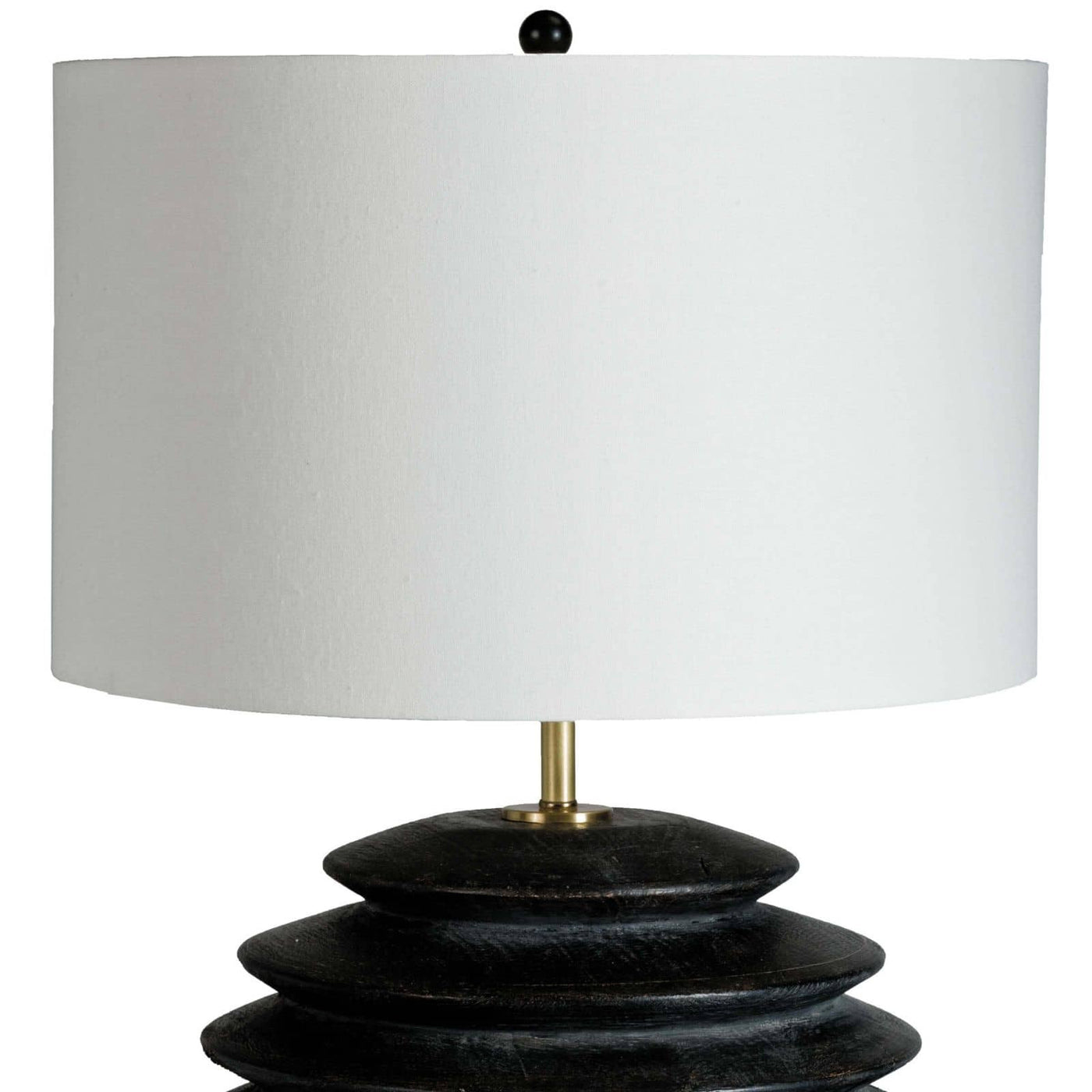 TABLE LAMP EBONY RIBBED ROUND