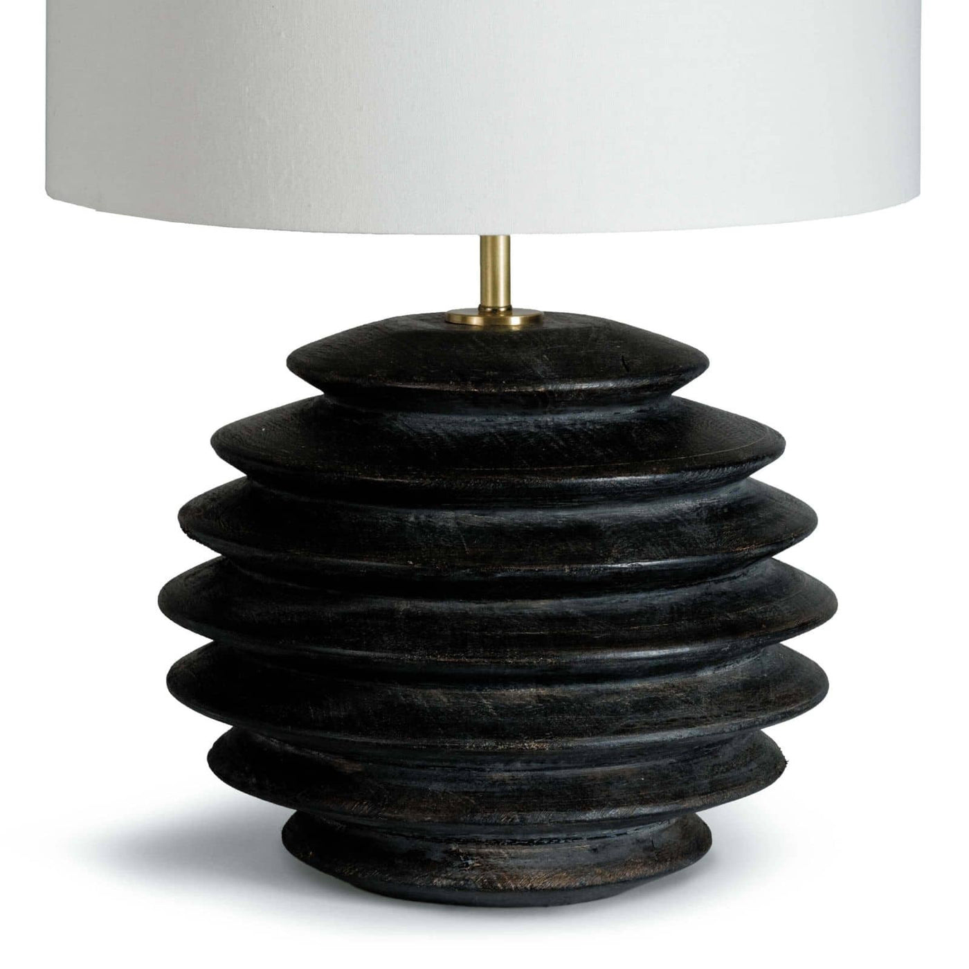 TABLE LAMP EBONY RIBBED ROUND