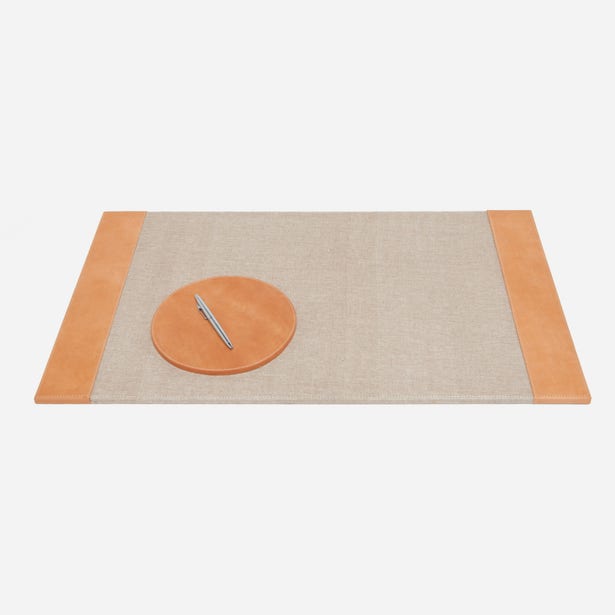 DESK BLOTTER & MOUSE PAD AGED CAMEL FULL-GRAIN LEATHER