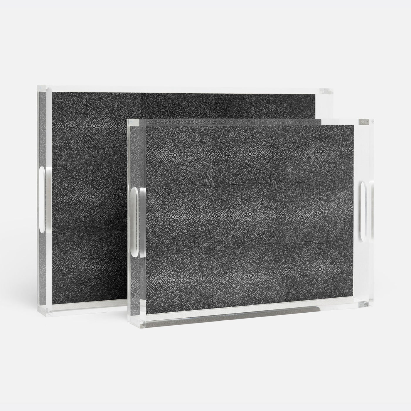 TRAY ACRYLIC WITH GRAY FAUX SHAGREEN INSERT (Available in 2 Sizes)