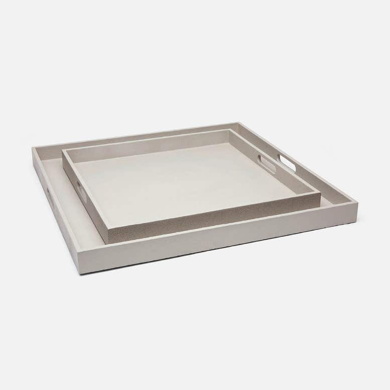 TRAY FRENCH GRAY FAUX SHAGREEN SQUARE (Available in 2 Sizes)