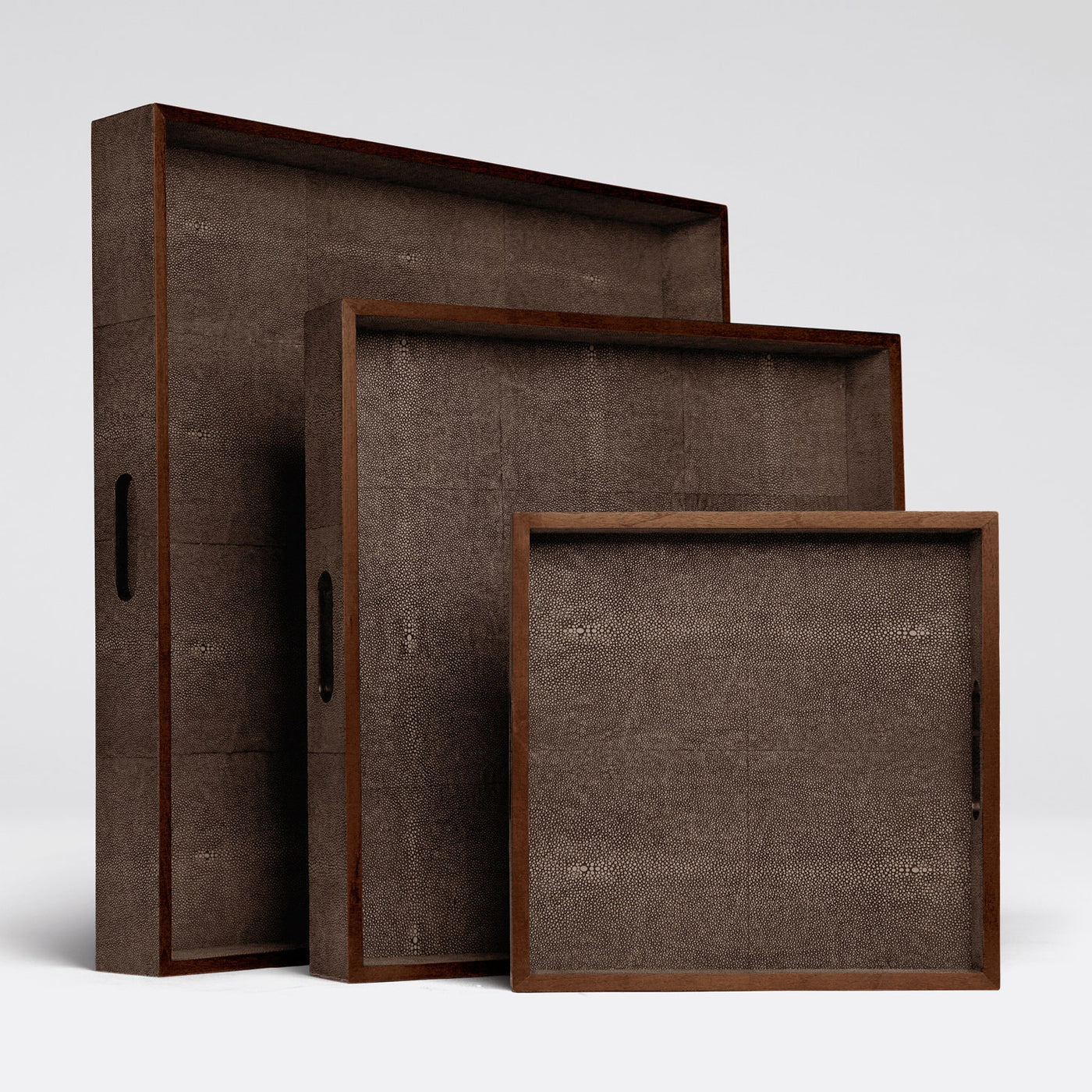 TRAY DARK MUSHROOM FAUX SHAGREEN SQUARE (Available in 3 Sizes and 2 Colors)