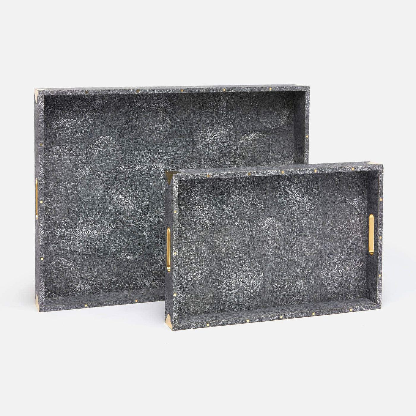 TRAY COOL GREY CIRCULAR FAUX SHAGREEN (Available in 2 Sizes)
