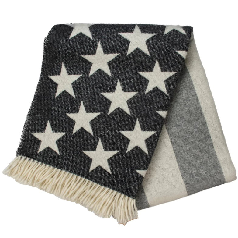 THROW MERINO WOOL (MONOCHROMATIC AMERICAN FLAG)