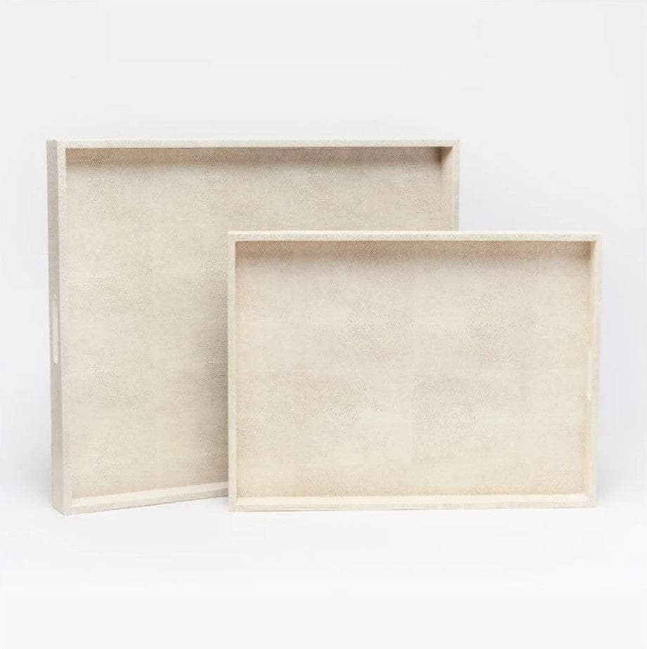 TRAY OFF-WHITE VINTAGE FAUX SHAGREEN  (Available in 2 Sizes)