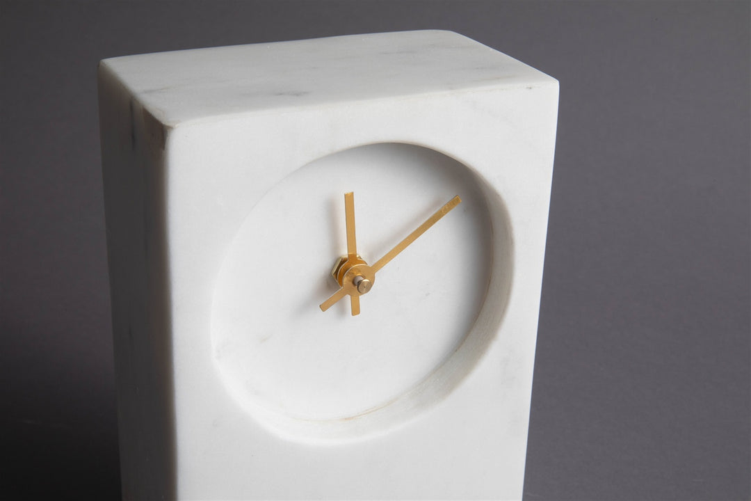 CLOCK MARBLE TOWER WHITE #47421