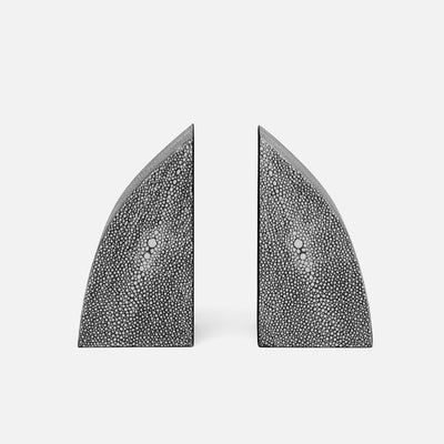 BOOKENDS COOL GRAY FAUX SHAGREEN