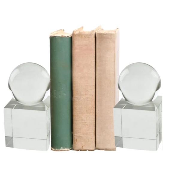 BOOKENDS CRYSTAL GLASS SPHERE S/2 #48810
