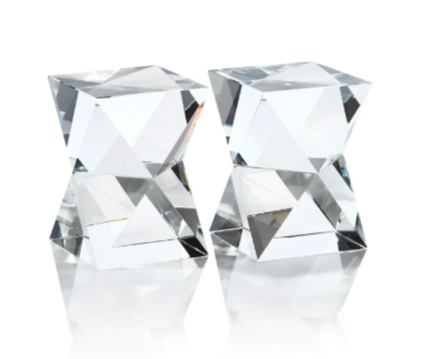 BOOKENDS CRYSTAL DIAMOND CUT RECTANGULAR - SET OF 2 #48813