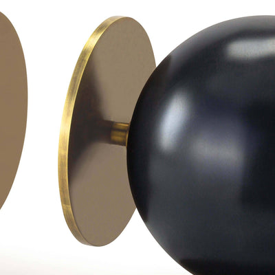 BOOKENDS BLACK SPHERE & BRASS DISK