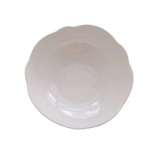 BOWL SERVING SCALLOPED CREAM