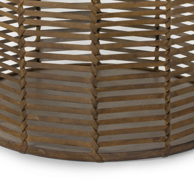 BASKET LEATHER WOVEN WITH HANDLES (Available in 2 Sizes)