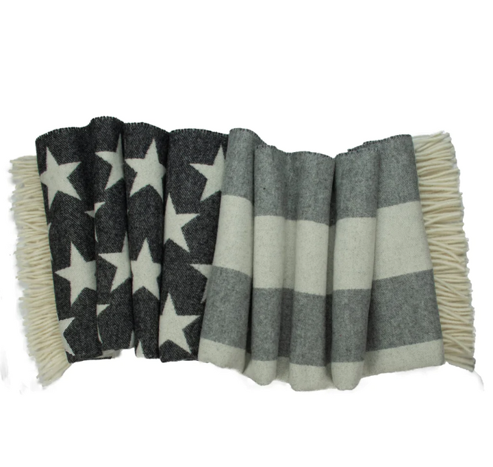 THROW MERINO WOOL (MONOCHROMATIC AMERICAN FLAG)