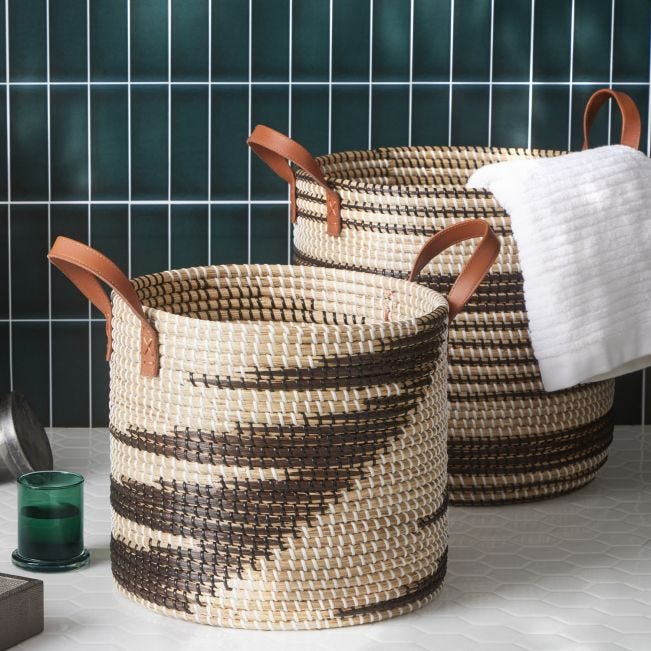 BASKETS NATURAL SEAGRASS (Available in 2 Sizes and Finishes)
