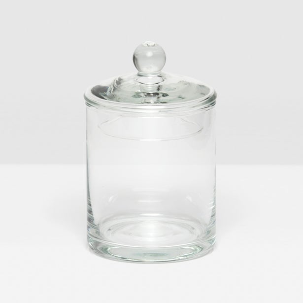 CANISTER CLEAR HAND BLOWN GLASS